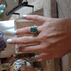 "Green with Envy" Gently Used Emerald Green Color Sterling Ring